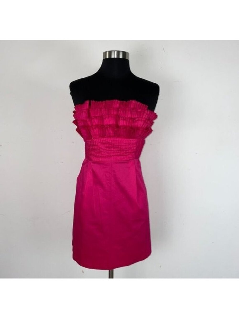 Akira Dress Womens Pink Satiny Pleated Bust Detailed Zippered Back Mini M